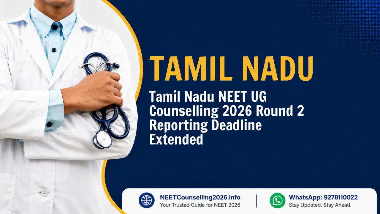 Tamil Nadu NEET UG Counselling 2026 Round 2 Reporting Deadline Extended