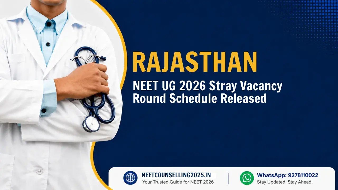 Rajasthan NEET UG 2026 Stray Vacancy Round Schedule Released
