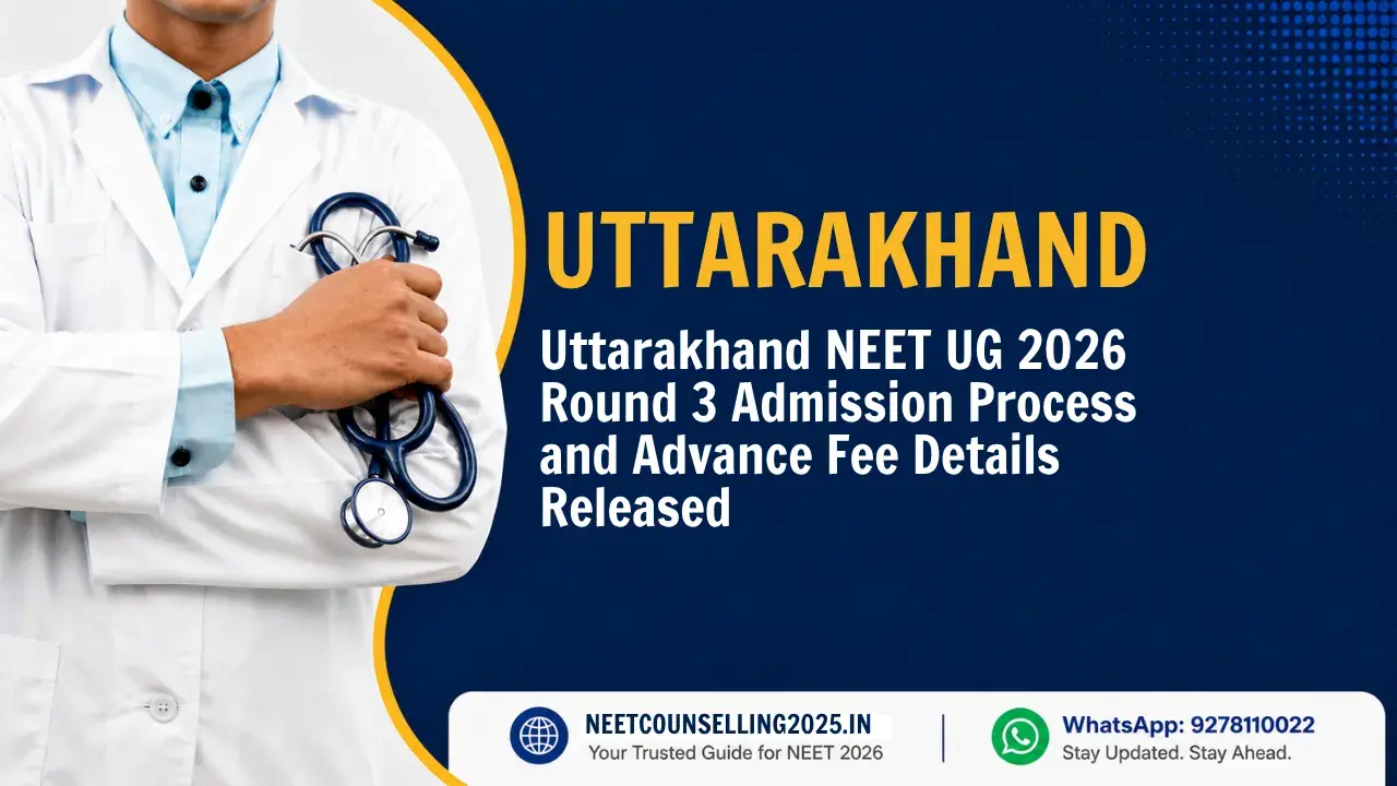 Uttarakhand NEET UG 2026 Round 3 Admission Process and Advance Fee Details Released