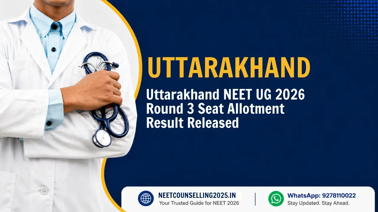 Uttarakhand NEET UG 2026 Round 3 Seat Allotment Result Released